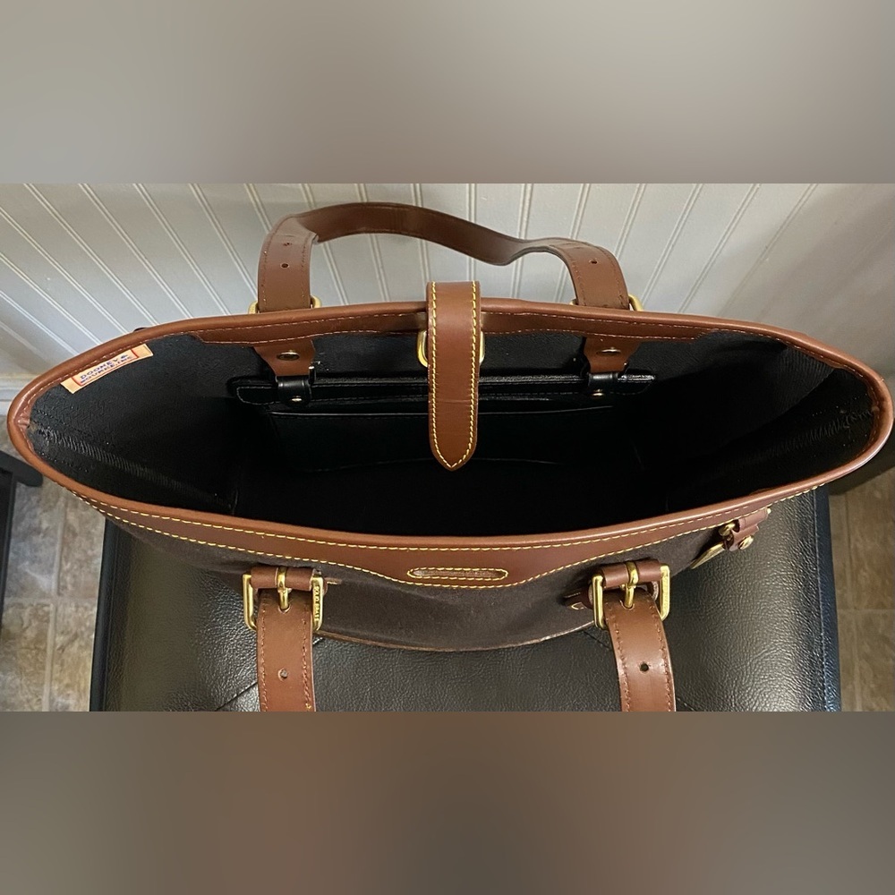 Dooney & Bourke Vintage Canvas Leather Bucket Tote - Picture 5 of 11